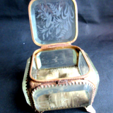 Art nouveau jewelry box, 5 beveled crystal walls and brass