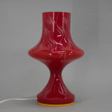 All Glass Red Table Lamp by Valasske Mezirici, 1970s