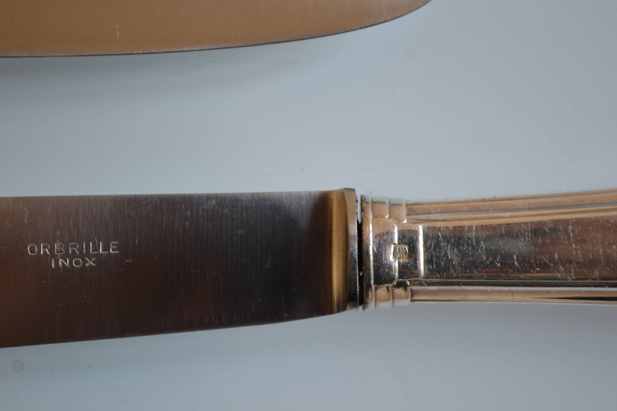 12 art deco table knives silver metal 25 cm monogram AR