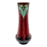 Vase Art Déco Thulin – Céramique Turquoise & Ambre – Relief n°239/721
