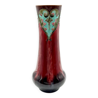 Art Deco Vase Thulin – Turquoise & Amber Ceramic – Relief No. 239/721