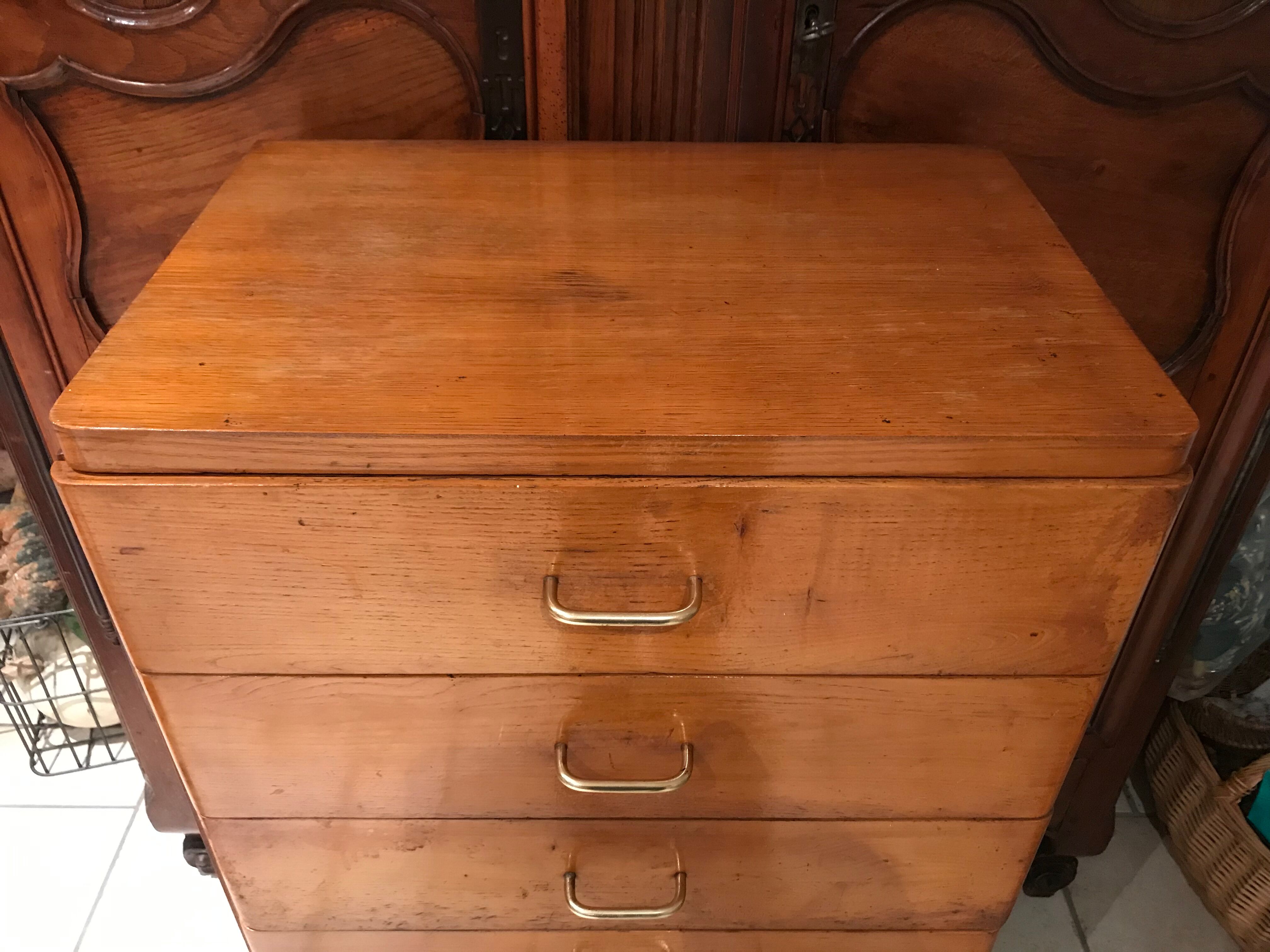 Semainier chiffonnier vintage chêne 1970