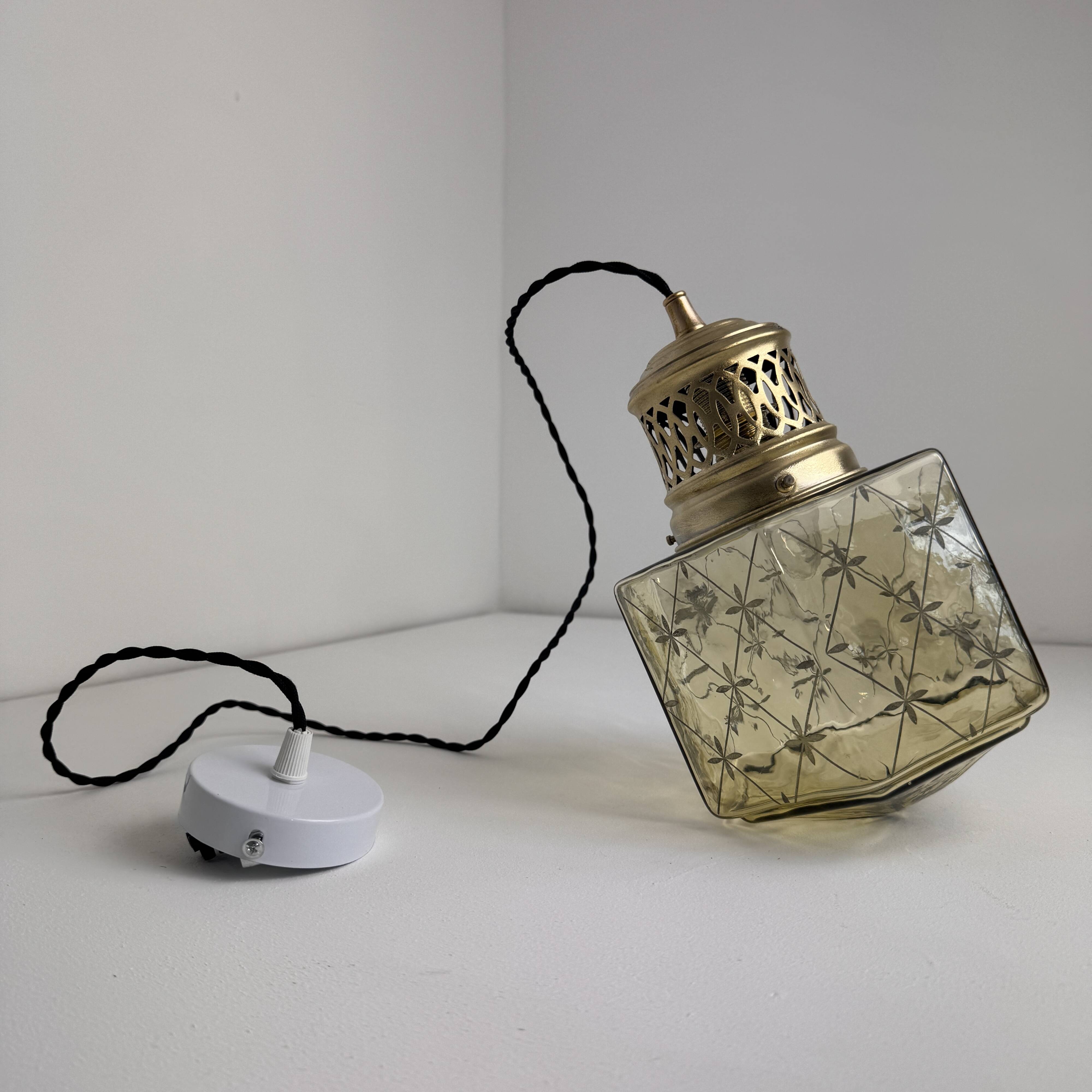 Suspension art deco in coloured glass