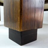 Grande table basse en bois et travertin
