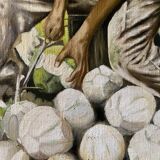 Tableau HSP "Coupeur de noix de coco" Sao Paulo signé Auberger 1969 + cadre