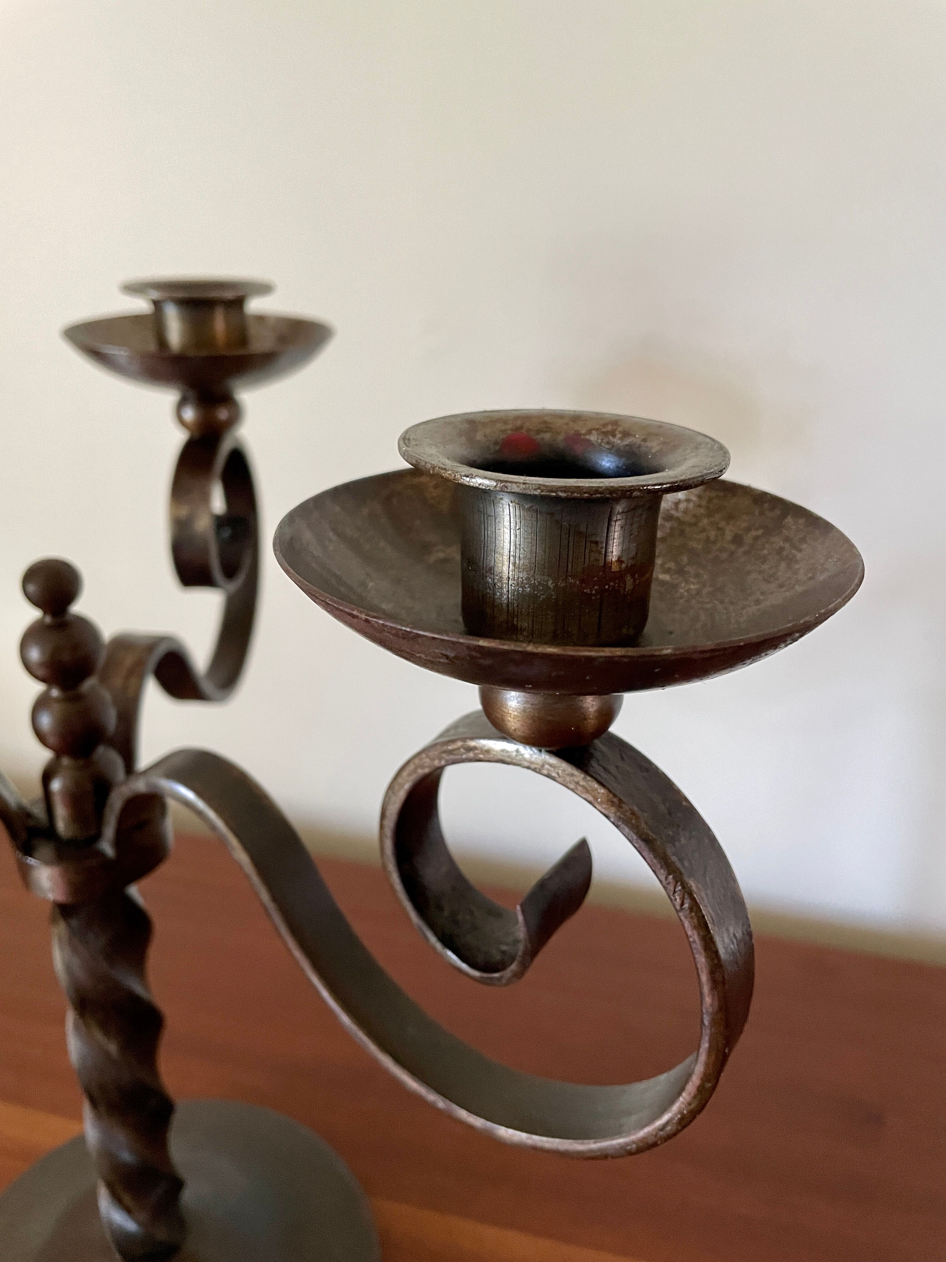 Pair of brutalist candelabra by Charles Piguet 1930