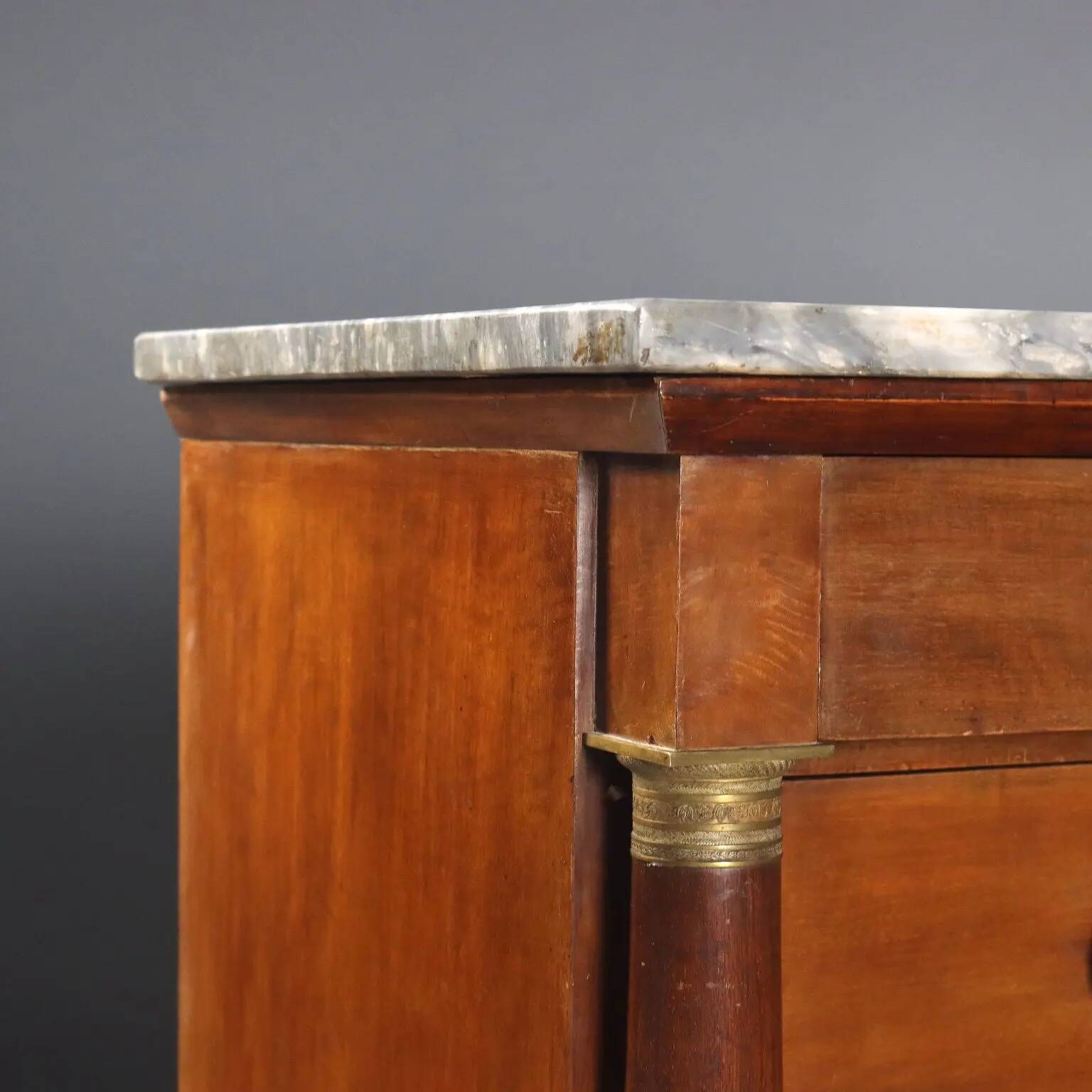 Antique Empire walnut and marble commode, 19th century.