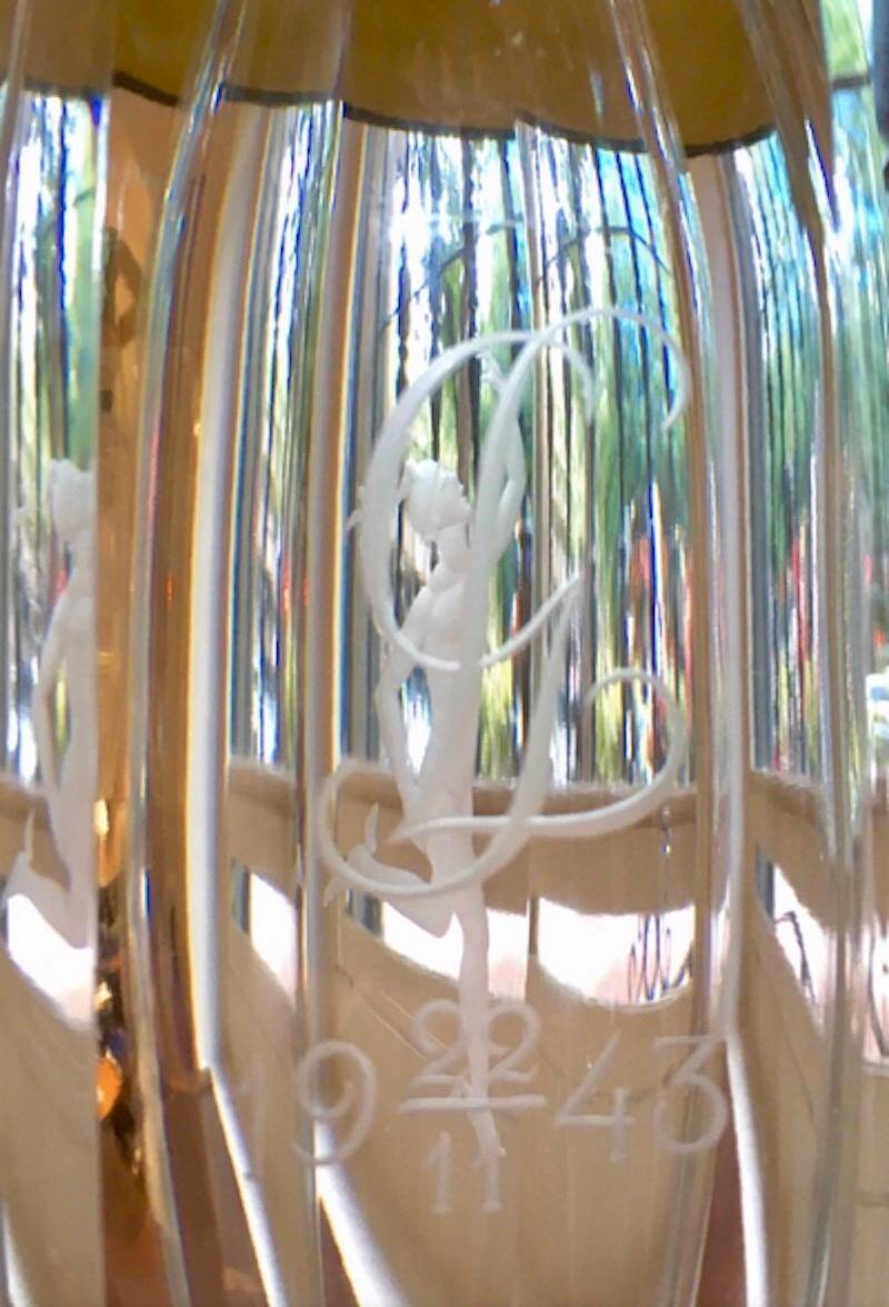 Elis Bergh for Kosta Sweden engraved crystal table lamp