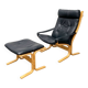Siesta lounge chair set in Norwegian leather with ottoman by Ingmar Relling for Ekornes