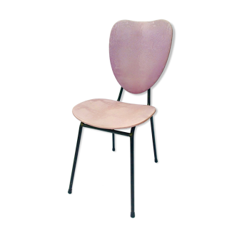 Chaise années 60 skaï vieux rose