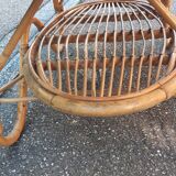 Rattan and wicker coffee table Italy 1960
