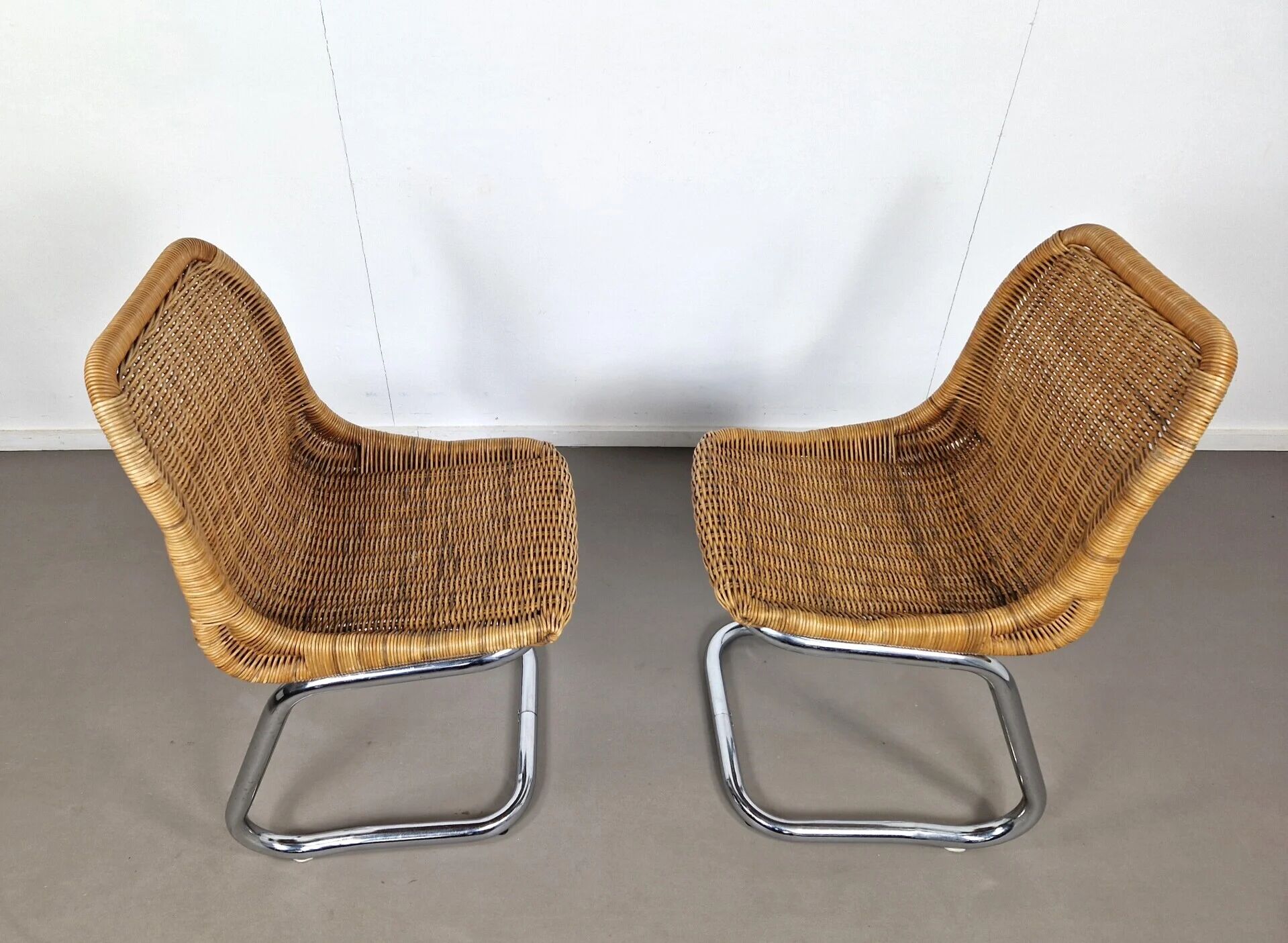 Pair of Rohé Noordwolde chairs | Rattan and chrome