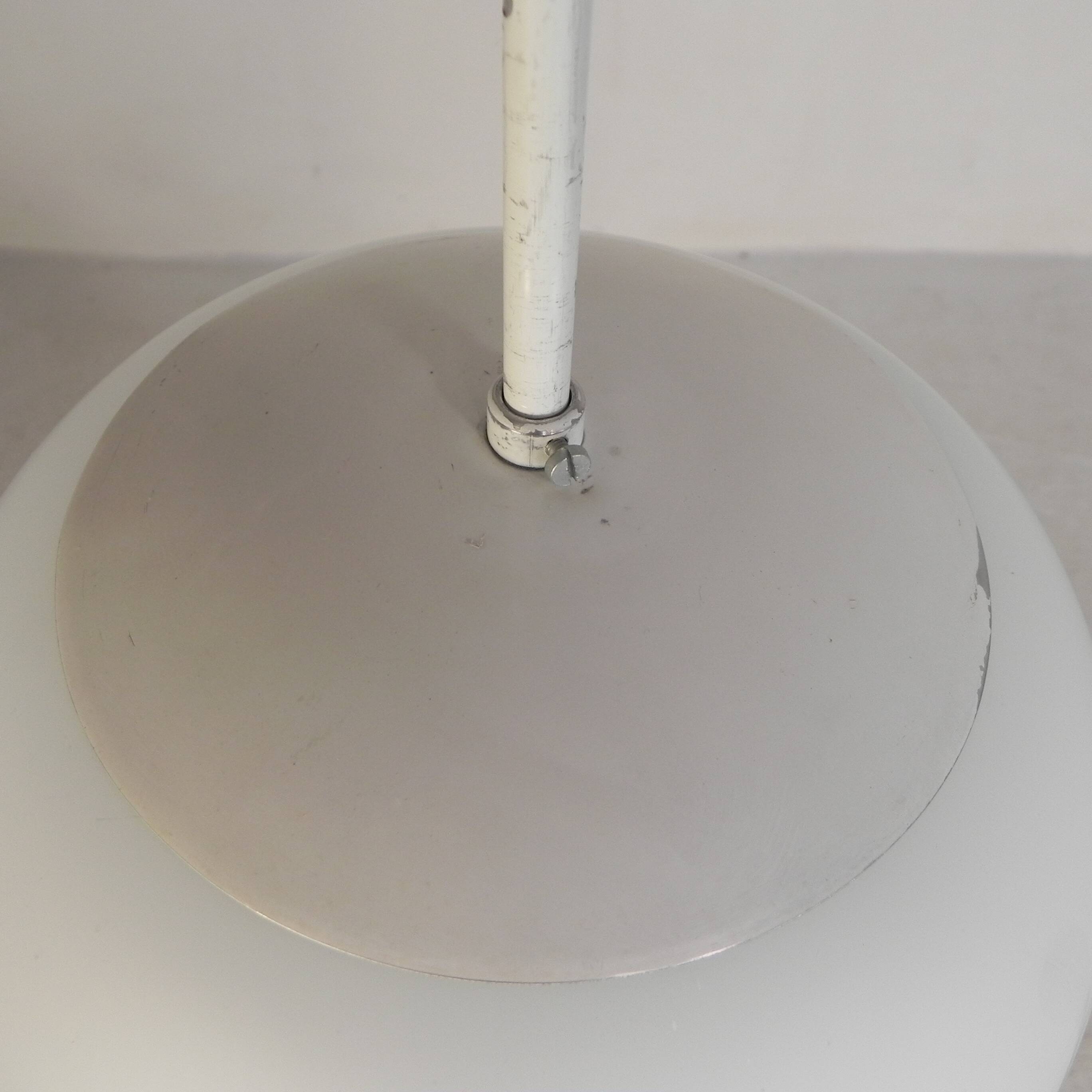 Vintage school lamp with frosted white glass shade, 1950s.