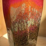 Murano vase in blown worm with original gold thread signed