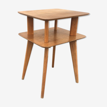 Small wooden side table, 2 trays, 1960