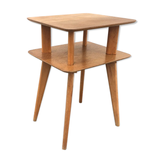 Small wooden side table, 2 trays, 1960