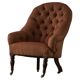 Victorian mahogany armchair, with wheels and coloured fabric, England, early 1900s.