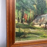 Old paysgae painting oil on canvas assembly