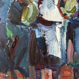 Peinture à l’huile figurative vintage suédoise « Moroccan Ladies » suédoise du milieu du siècle, encadrée