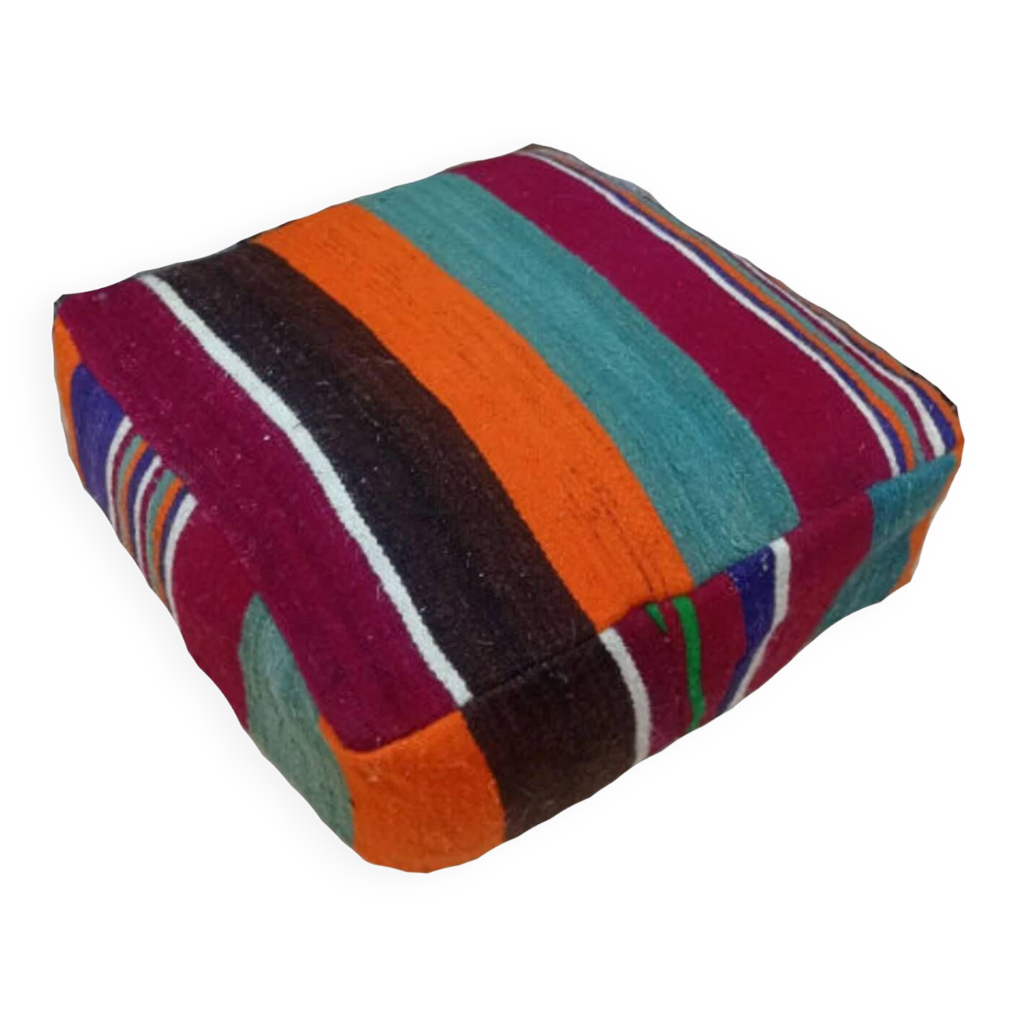 Handmade Berber pouf in wool 60 X 60 X 20 CM