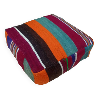 Handmade Berber pouf in wool 60 X 60 X 20 CM