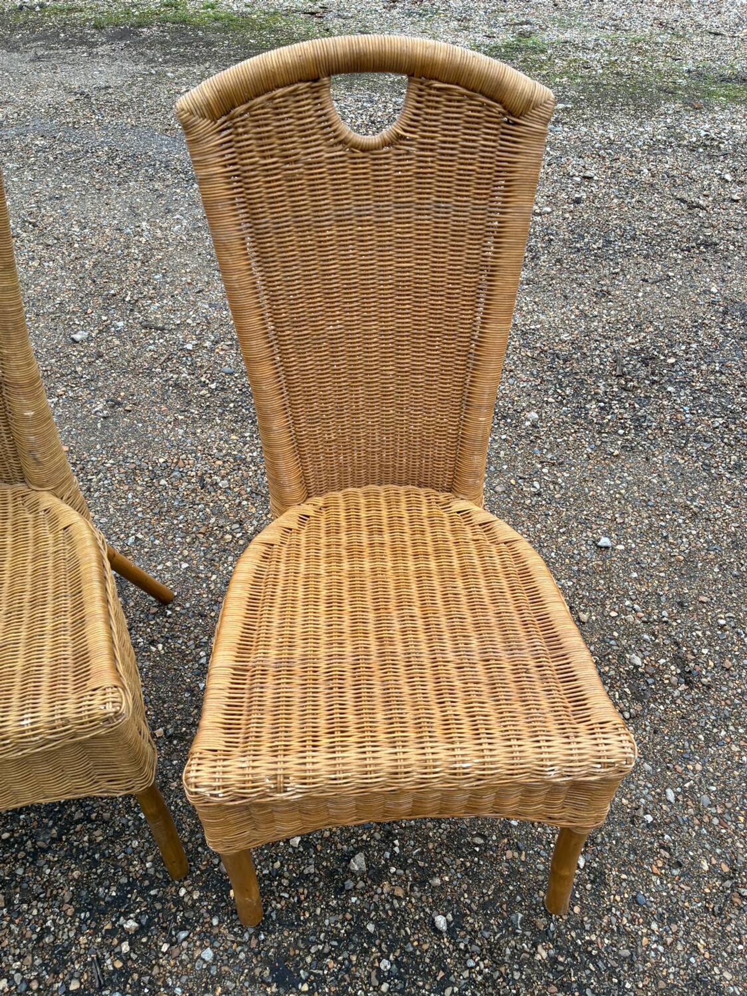 3 rattan and bamboo chairs