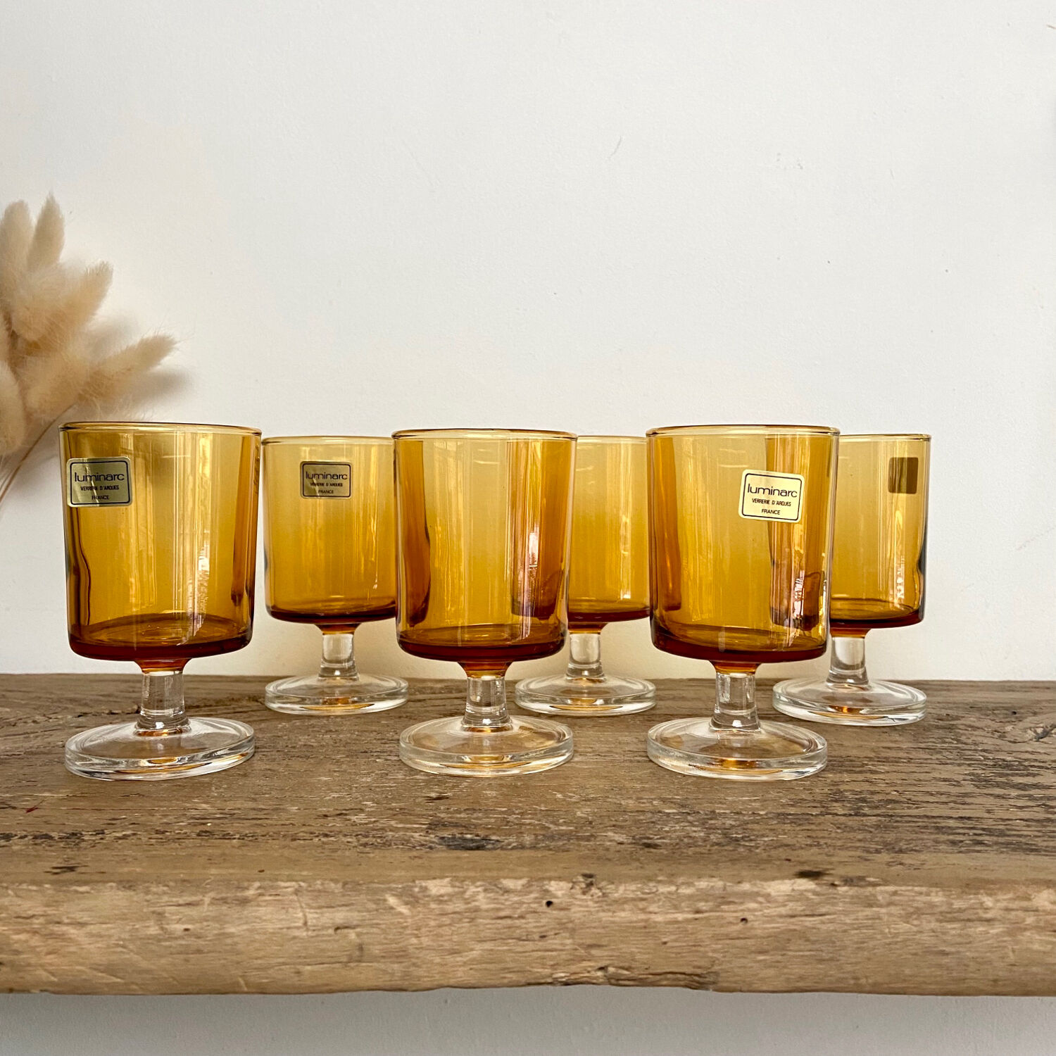 6 petits verres ambrés luminarc france