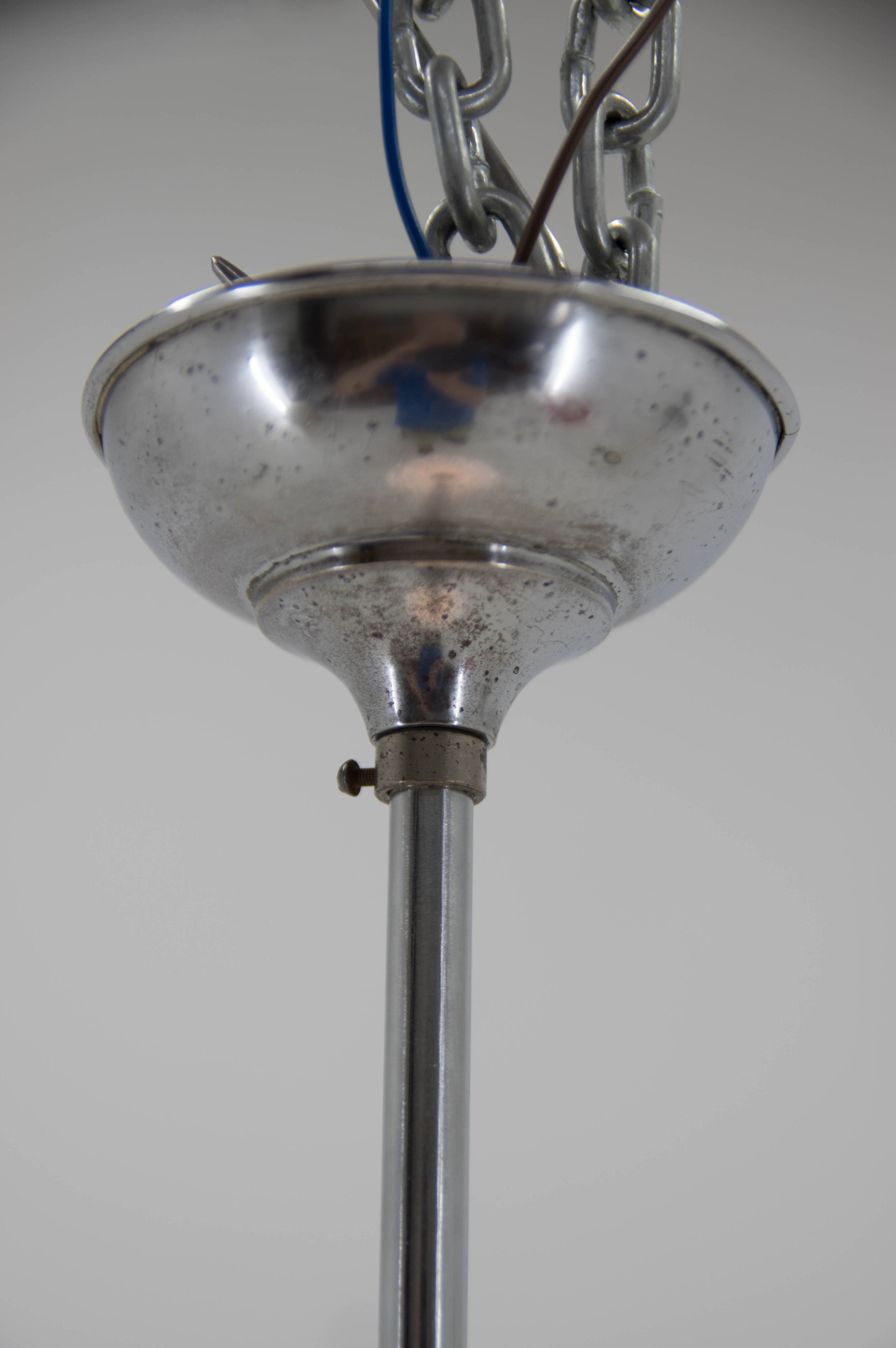 Huge Art Deco Glass Pendant, Czechoslovakia, 1940s