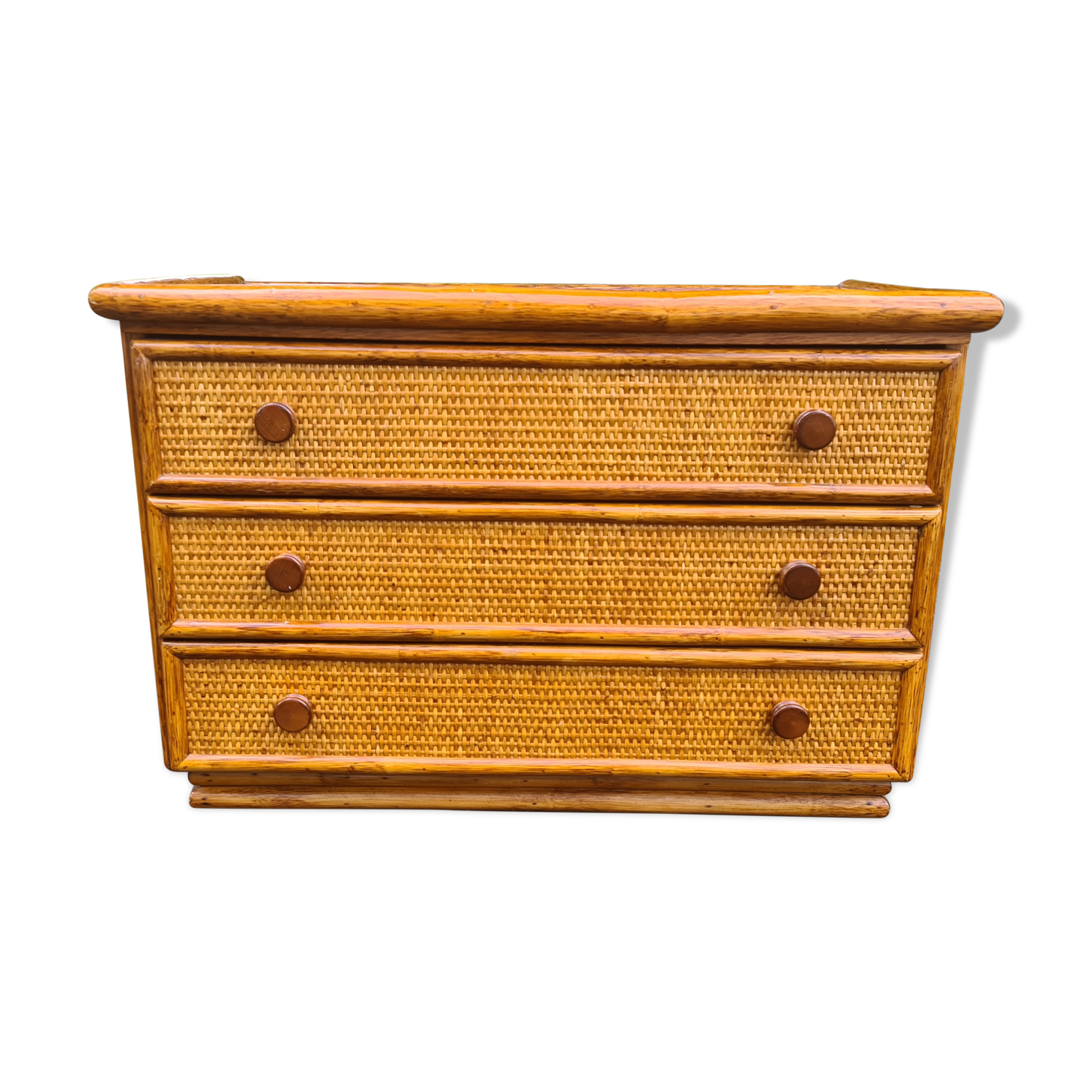 Vintage bamboo rattan chest of drawers Maugrion
