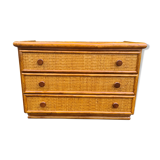 Vintage bamboo rattan chest of drawers Maugrion