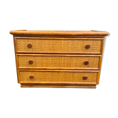 Vintage bamboo rattan chest of drawers Maugrion
