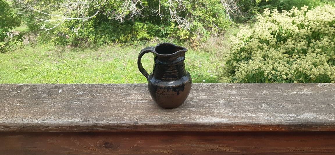 Glazed terracotta pitcher, France, 1980s