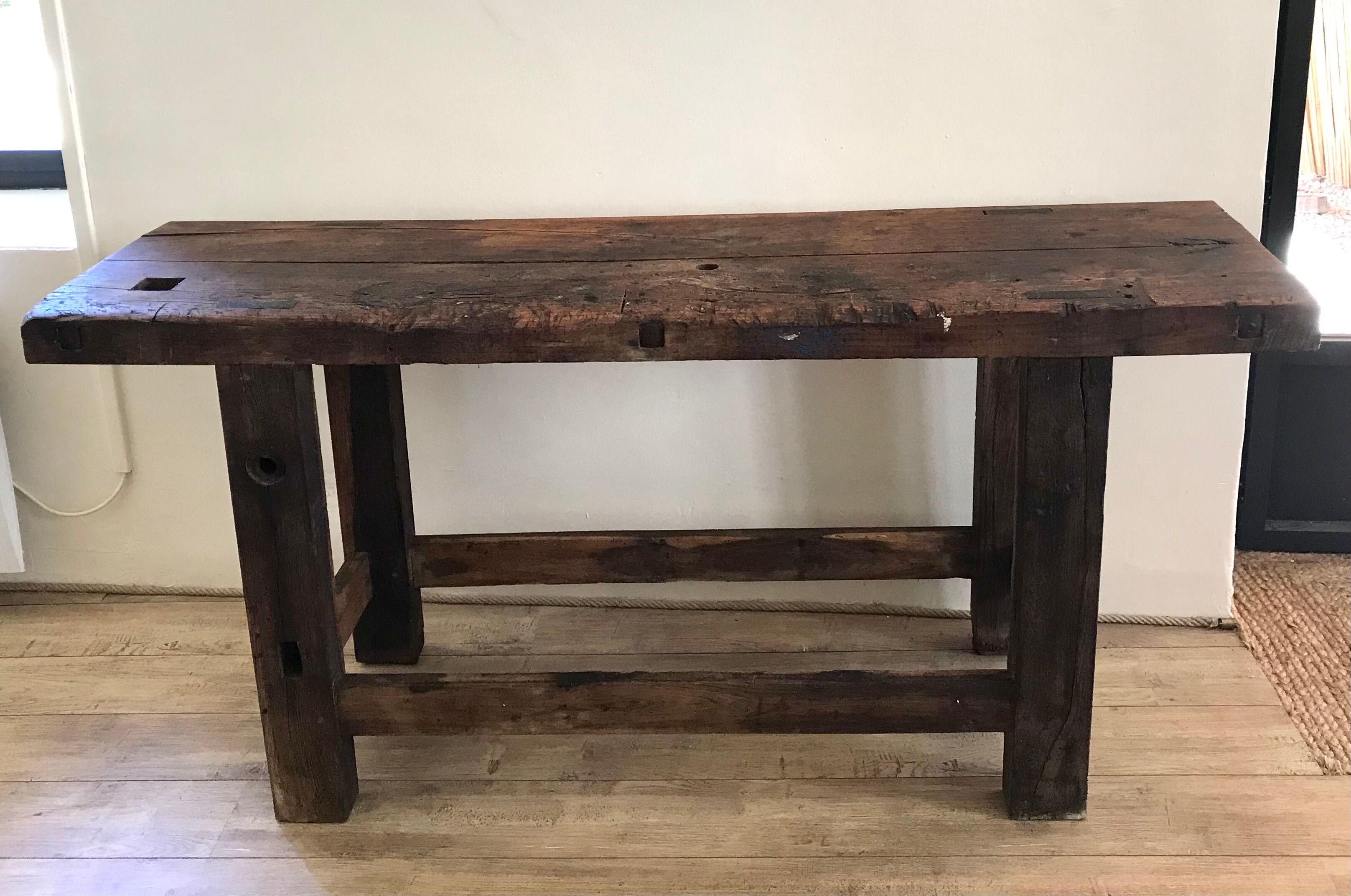 Old solid oak workbench