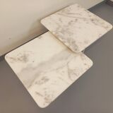 Pair of vintage nesting coffee tables in white marble from the 1970s.