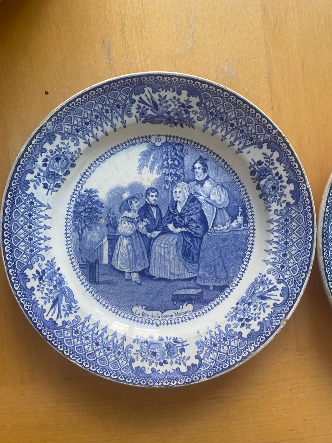 Creil Montereau - duo of blue plates