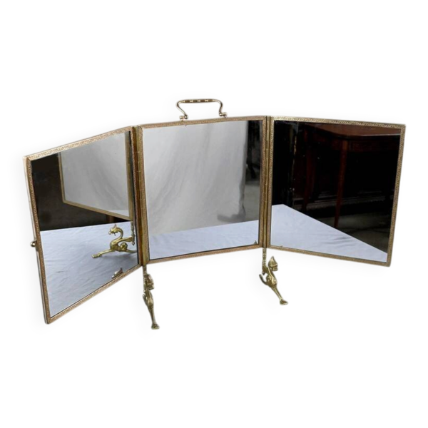 Rare miroir triptyque en bronze – 1900