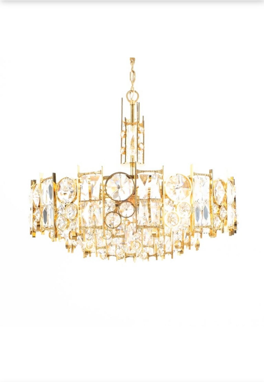 Exceptional 7-light chandelier - high-end Palwa - Gold-plated brass f