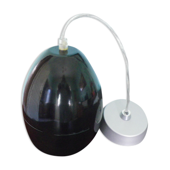 Space age style pendant lamp in openwork black metal