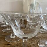 Antique engraved glass champagne glasses