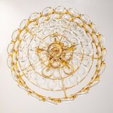Brass and crystal chandelier designed by Sciolari for Palwa, Germany, 1970s.