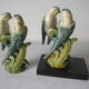 Bookends paperweight parrot couple macaw parakeet in polychrome regulation