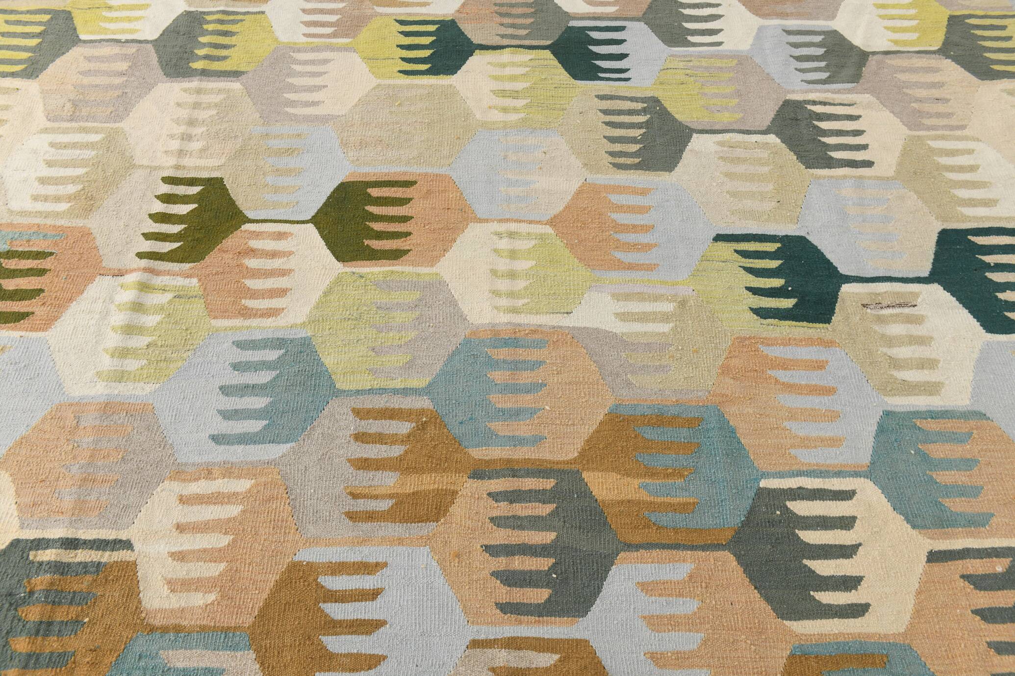 9x12 Kilim Pastel Tones Overisze Anatolian Flatweave Kilim Rug, 270x352 Cm