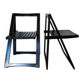 Paire chaises pliantes noire Vintage