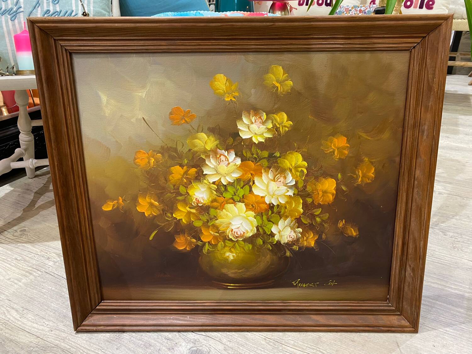 Oil on canvas bouquet flower Robert Cox