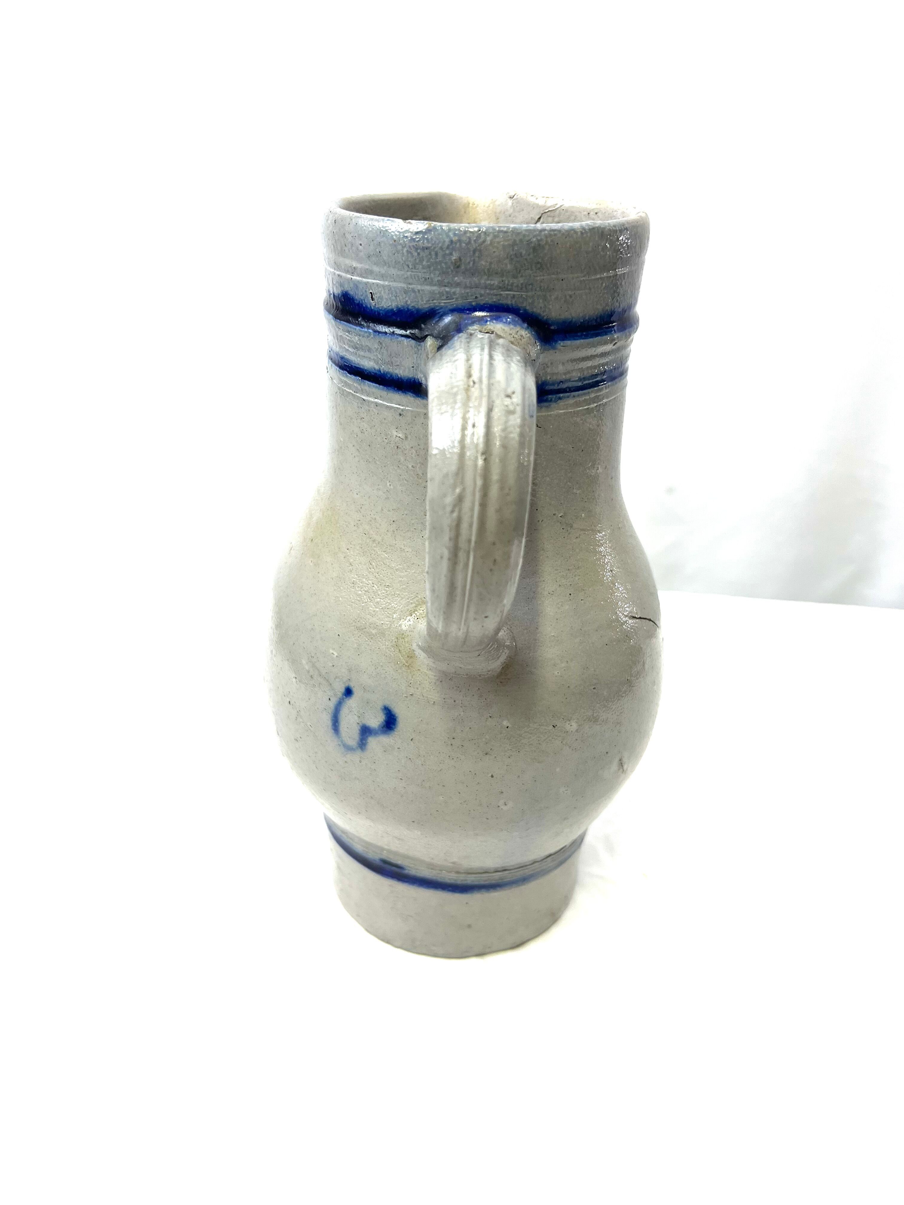 Jug pitcher sandstone blue decoration height 27cm