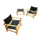 Ensemble de 3 fauteuils de safari suédois de conception de midcentury et ottoman