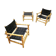 Ensemble de 3 fauteuils de safari suédois de conception de midcentury et ottoman