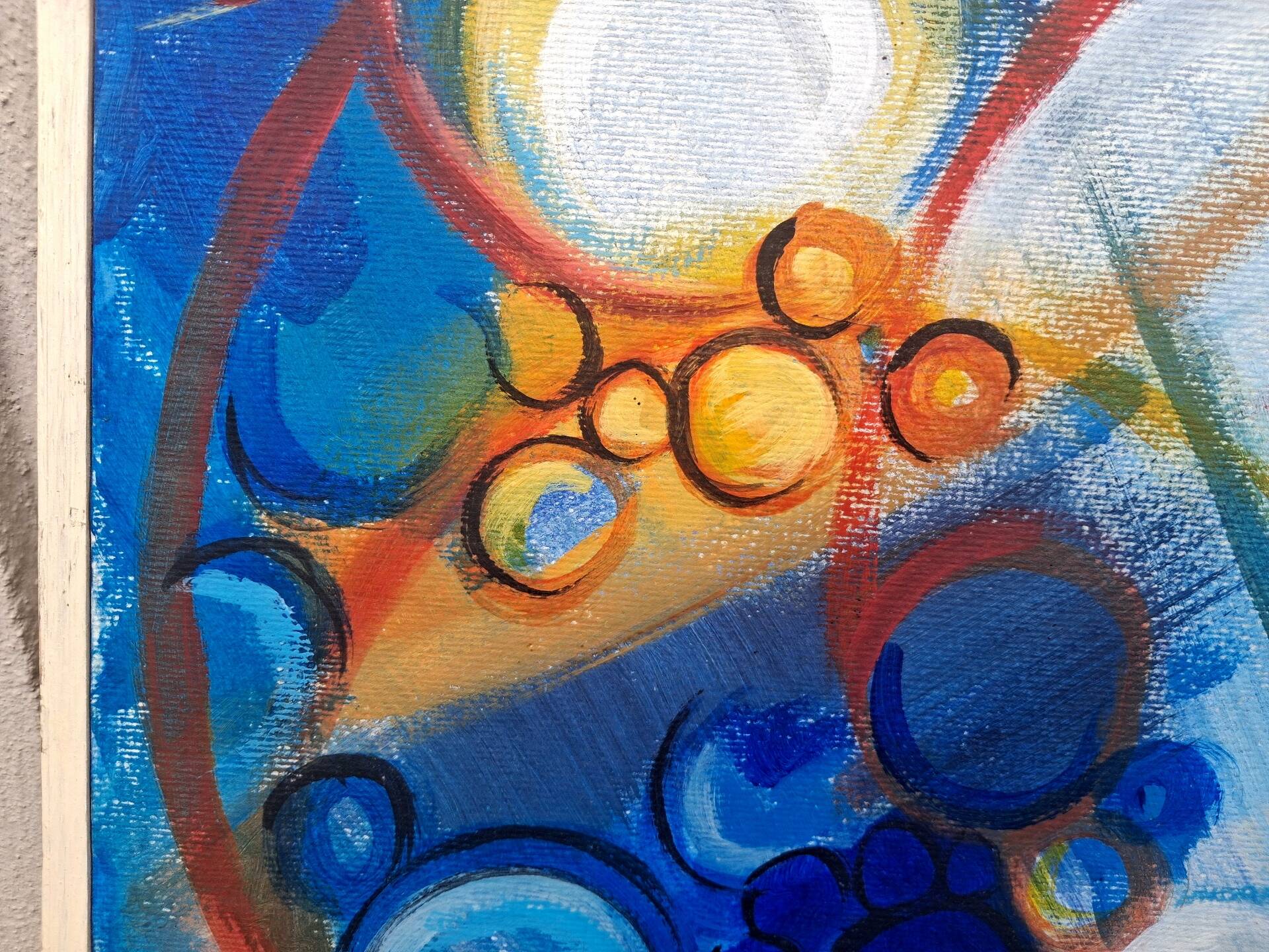 Abstract painting signed by André Meunier, modernist, design.
