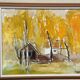 Original Swedish Oil on Canvas – "Houses and Trees in Autumn" by Pia H. Campbell