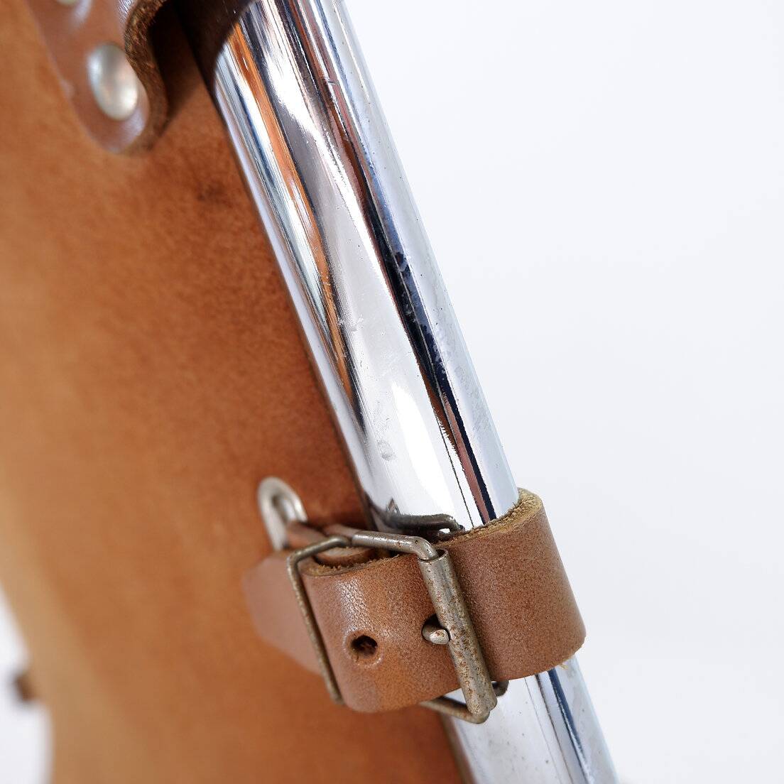 Vintage Leather and chrome Tubular Lounge Sling Chair, 1960s